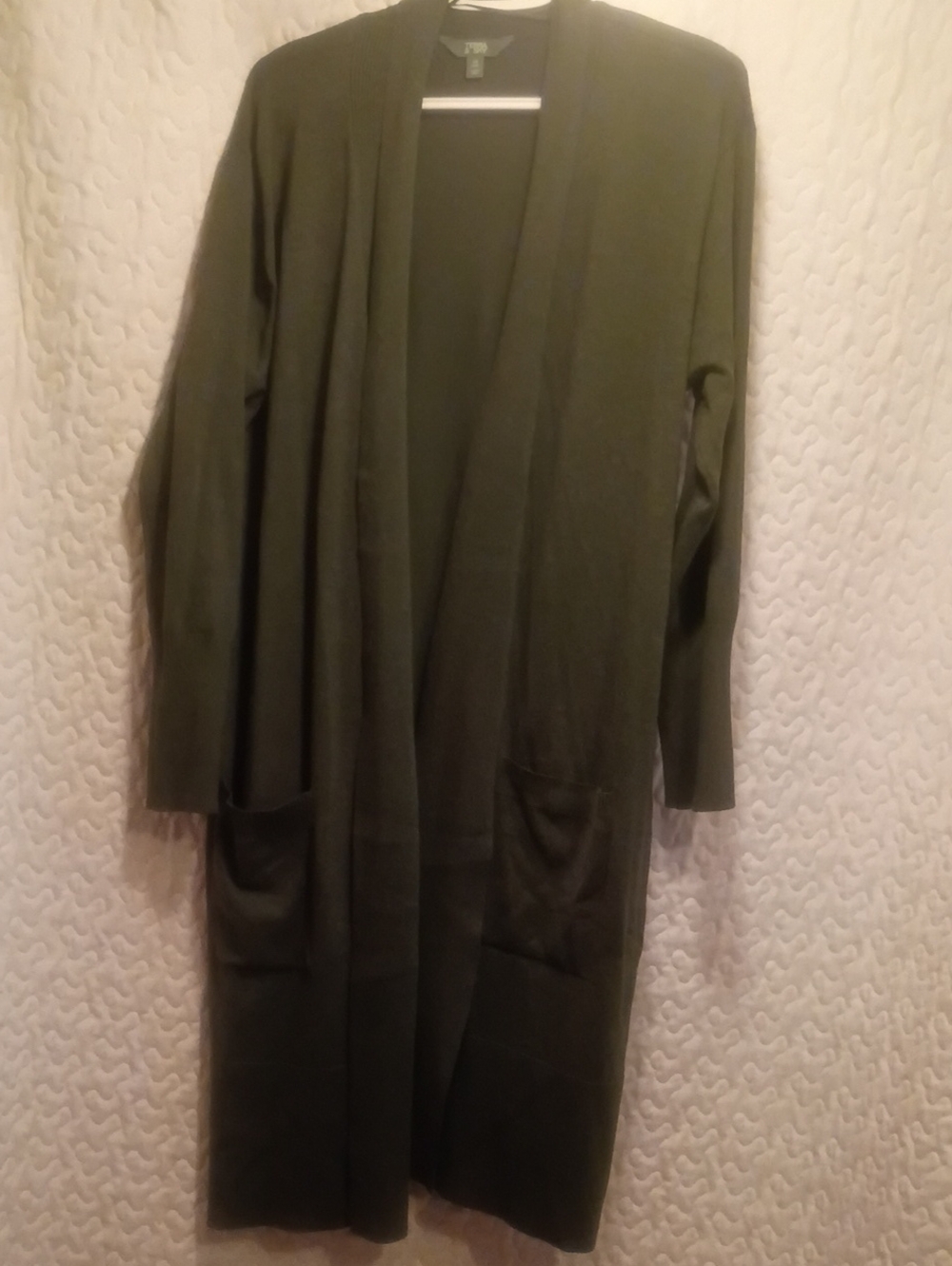 Terra & Sky Olive Green Ribbed Cardigan with Tie